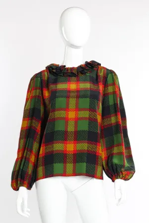 Ruffle Collar Houndstooth Blouse