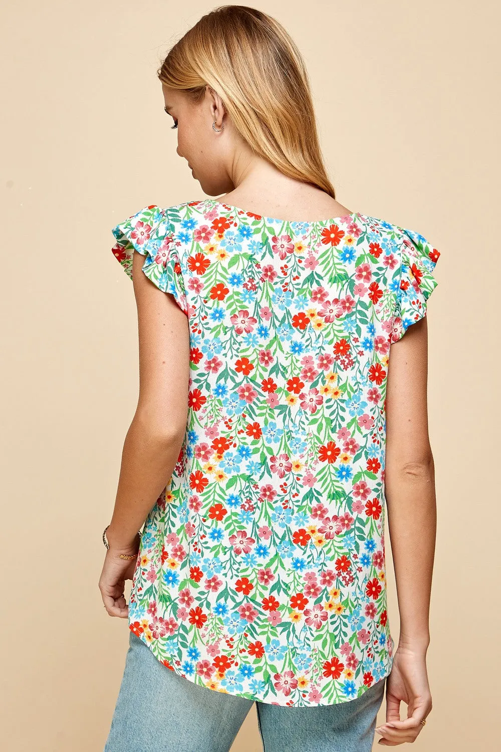 Ruffle Sleeve Blossom Top