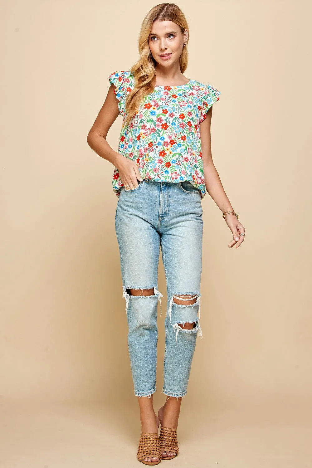 Ruffle Sleeve Blossom Top
