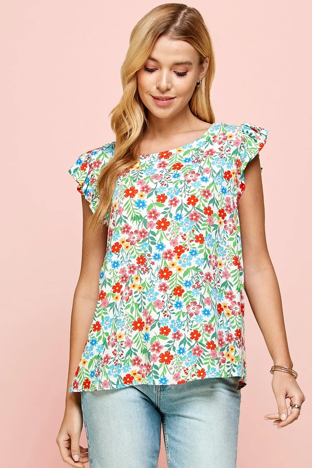 Ruffle Sleeve Blossom Top