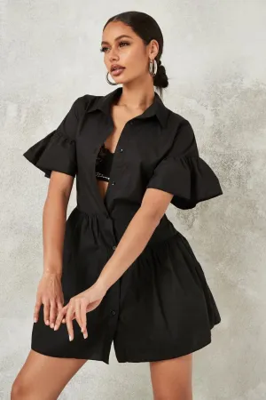 Ruffled black collar dress