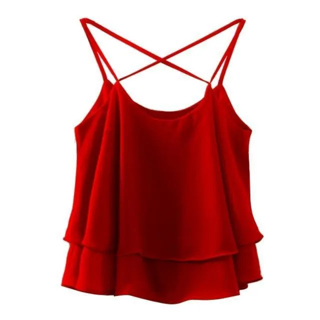 Ruffled Crop Tank Top