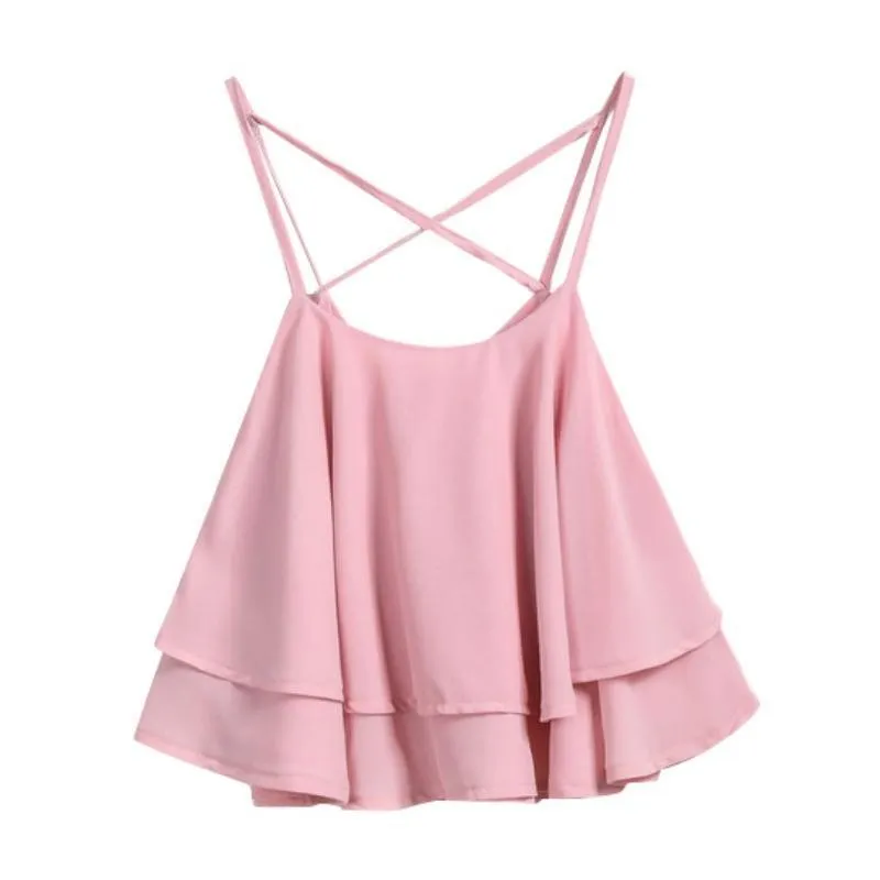 Ruffled Crop Tank Top
