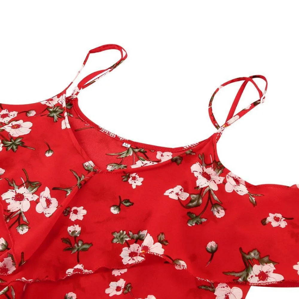 Ruffled Floral Off-Shoulder