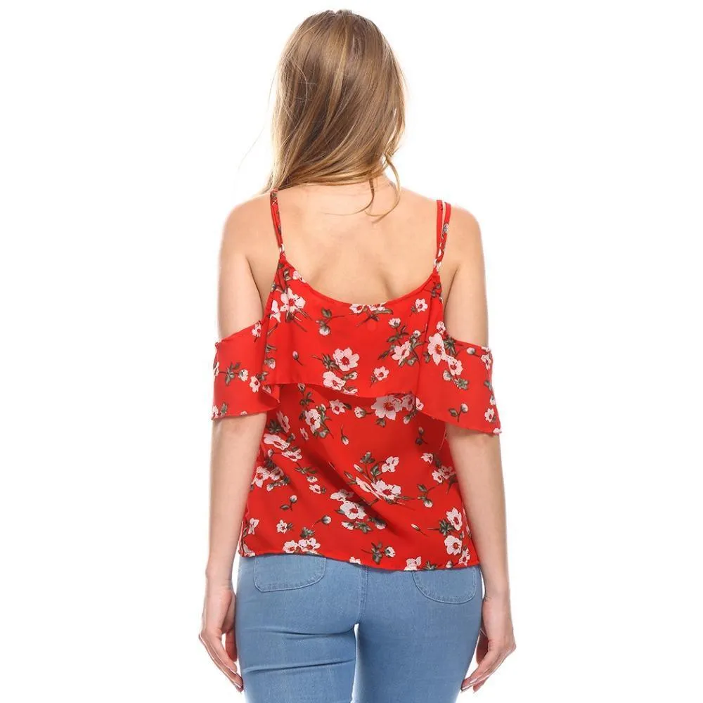Ruffled Floral Off-Shoulder