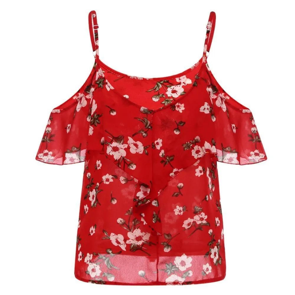 Ruffled Floral Off-Shoulder