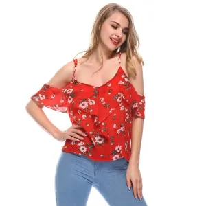 Ruffled Floral Off-Shoulder