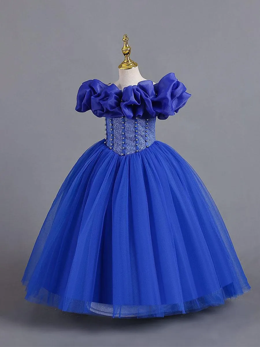 Ruffled Off Shoulder Corset Lace-back Girl Dress MKD1011