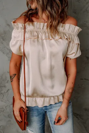 Ruffled Off-Shoulder Short Sleeve Top- Online Exclusive