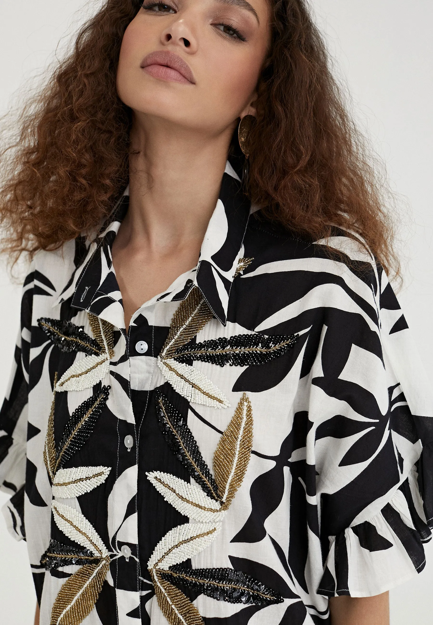 Ruffled printed caftan