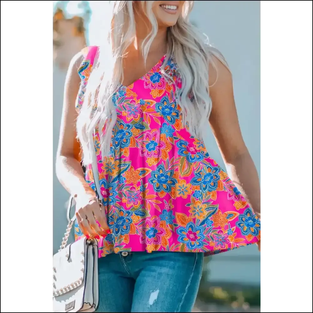 Ruffled Printed V-neck Tanks: Get Fabulous, not Flab-ulous! 💁‍♀️✨