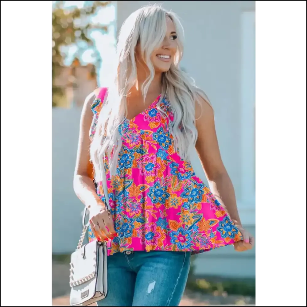 Ruffled Printed V-neck Tanks: Get Fabulous, not Flab-ulous! 💁‍♀️✨