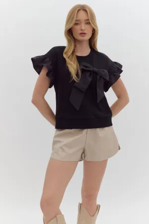 Ruffled Ribbon Top {Black}