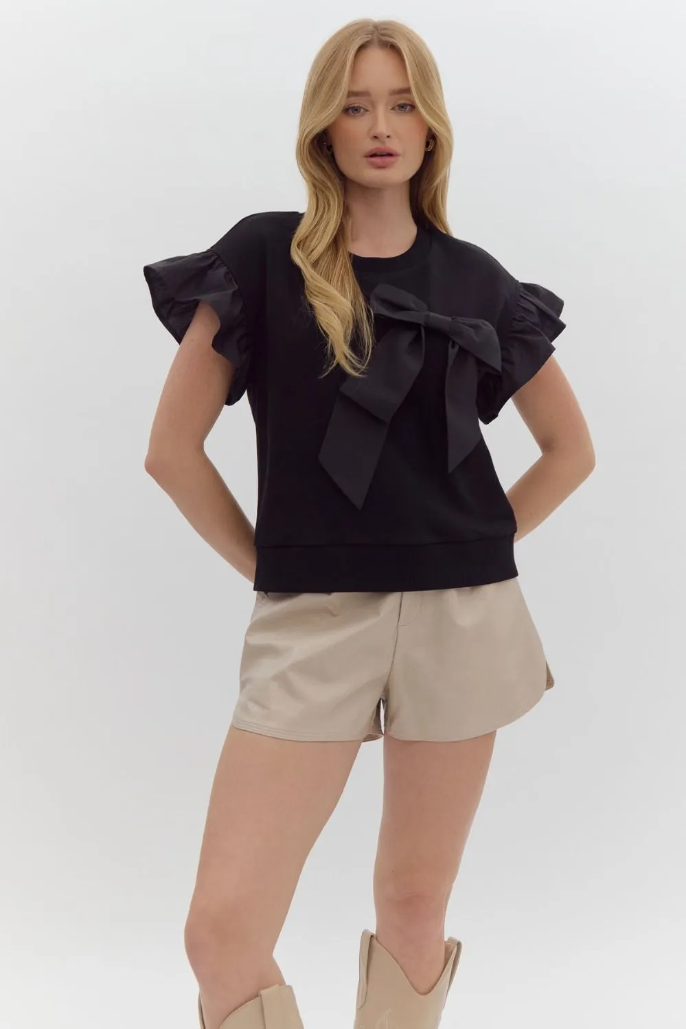 Ruffled Ribbon Top {Black}