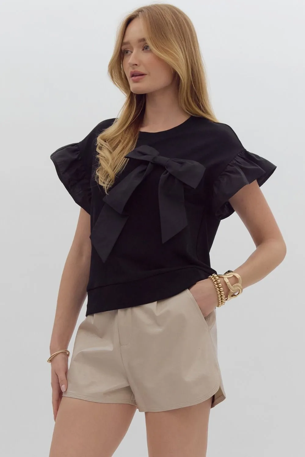 Ruffled Ribbon Top {Black}