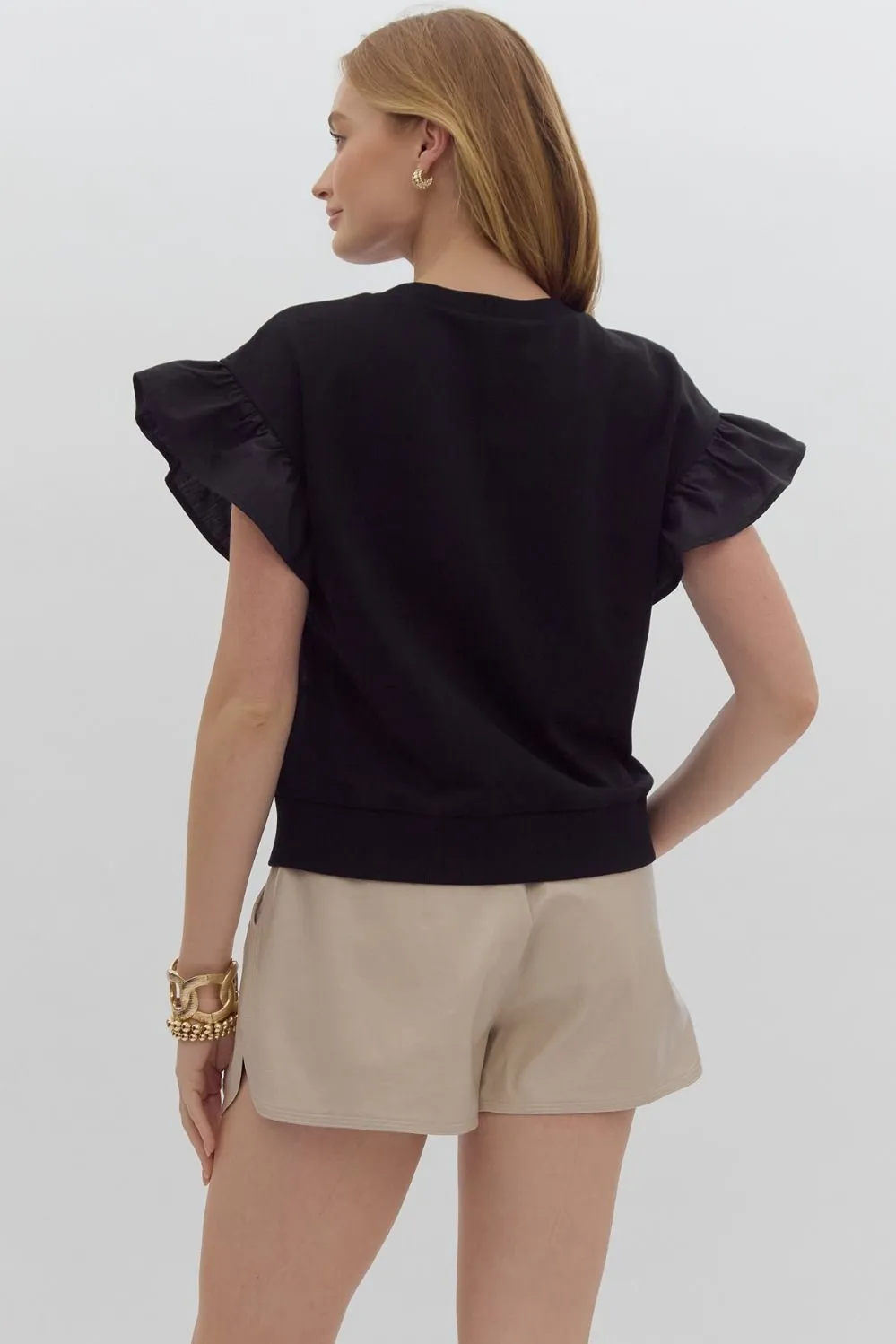 Ruffled Ribbon Top {Black}