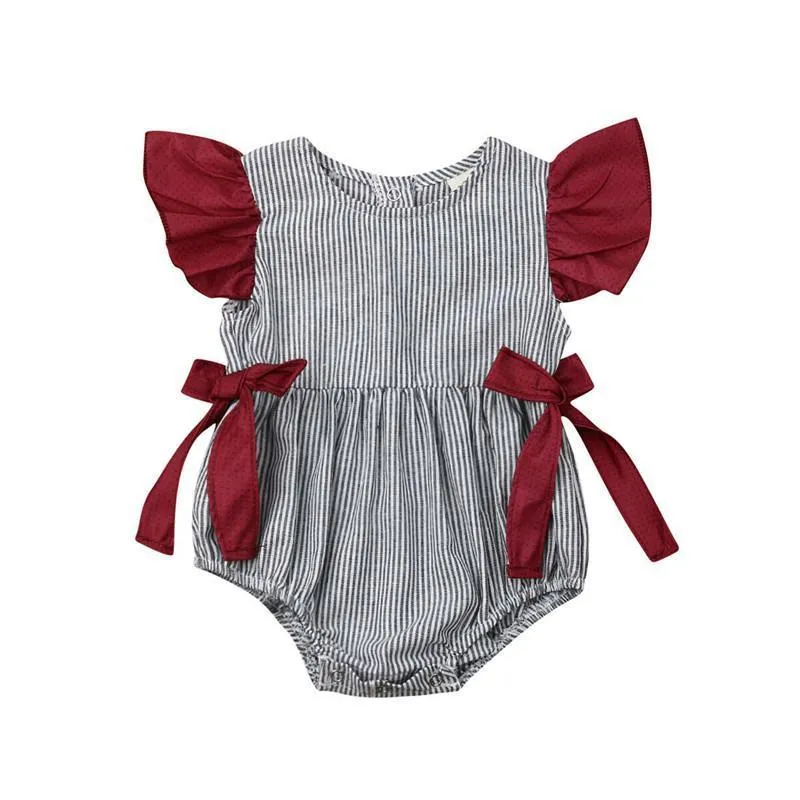 Ruffled Short Sleeved Stripe Sunsuit