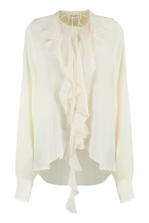 Ruffled silk blouse