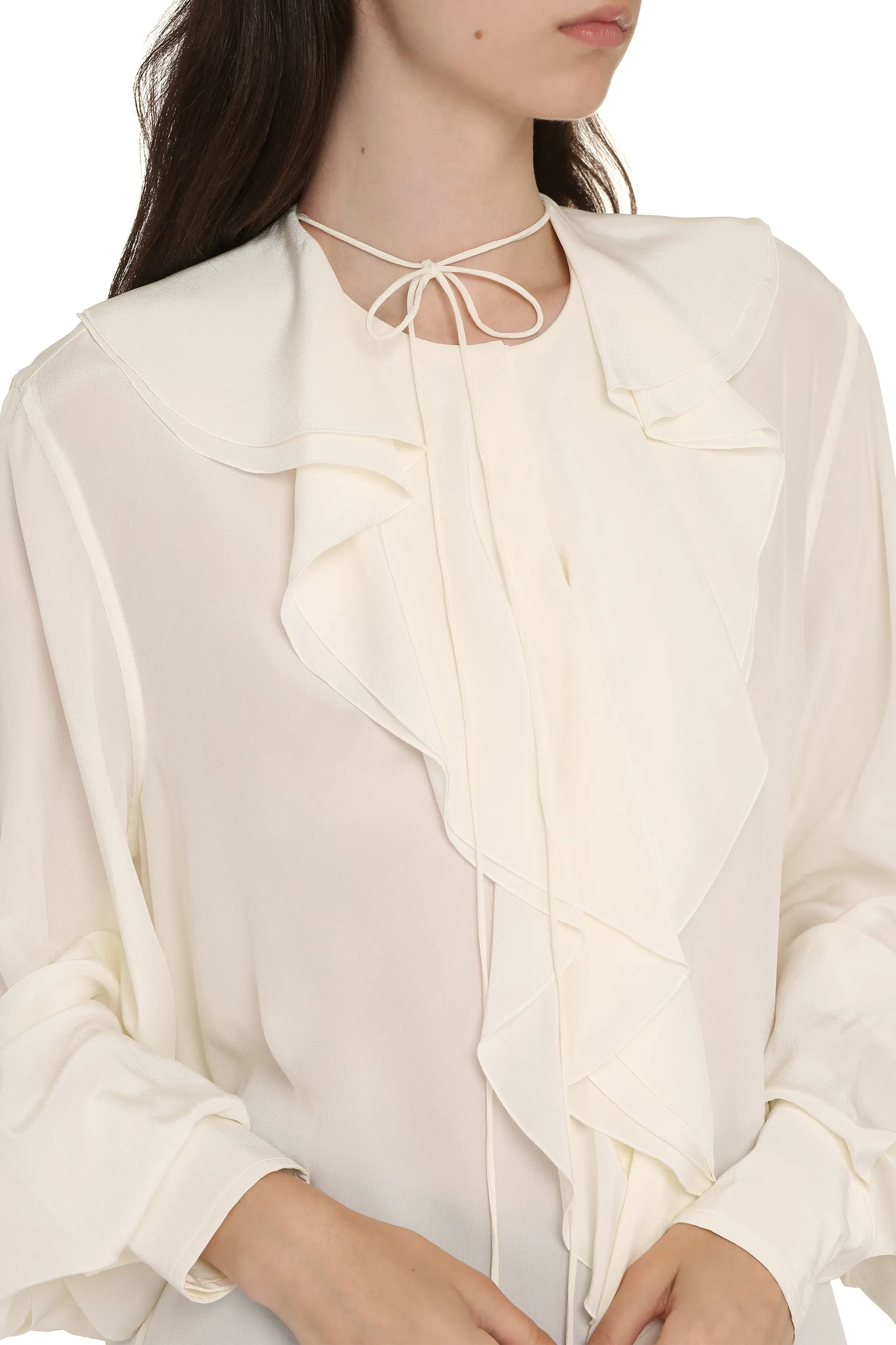 Ruffled silk blouse