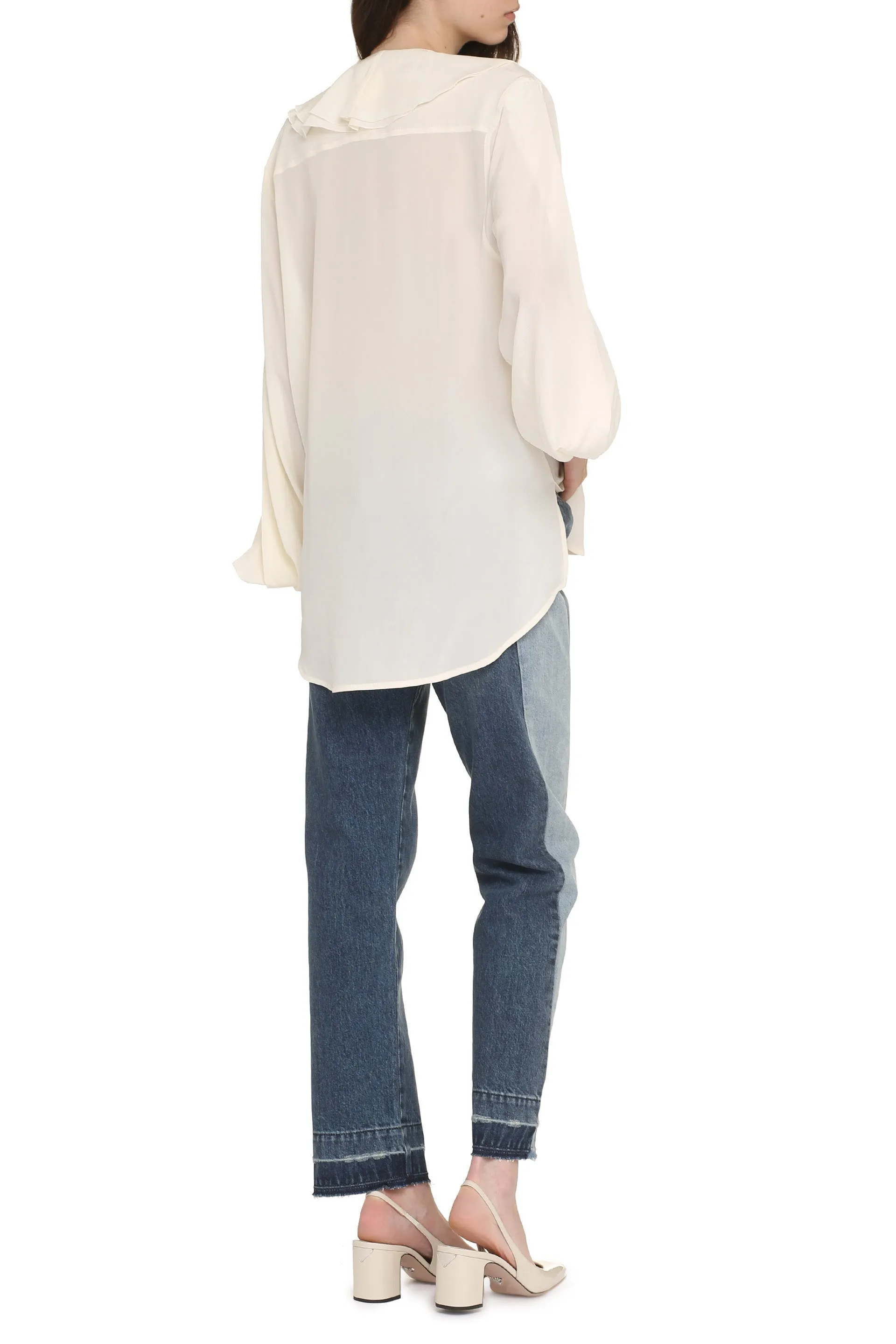 Ruffled silk blouse