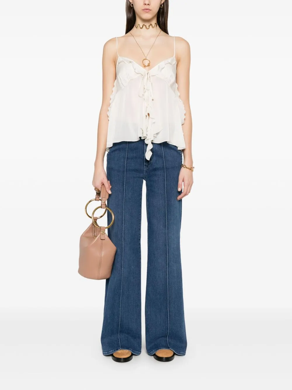Ruffled silk top