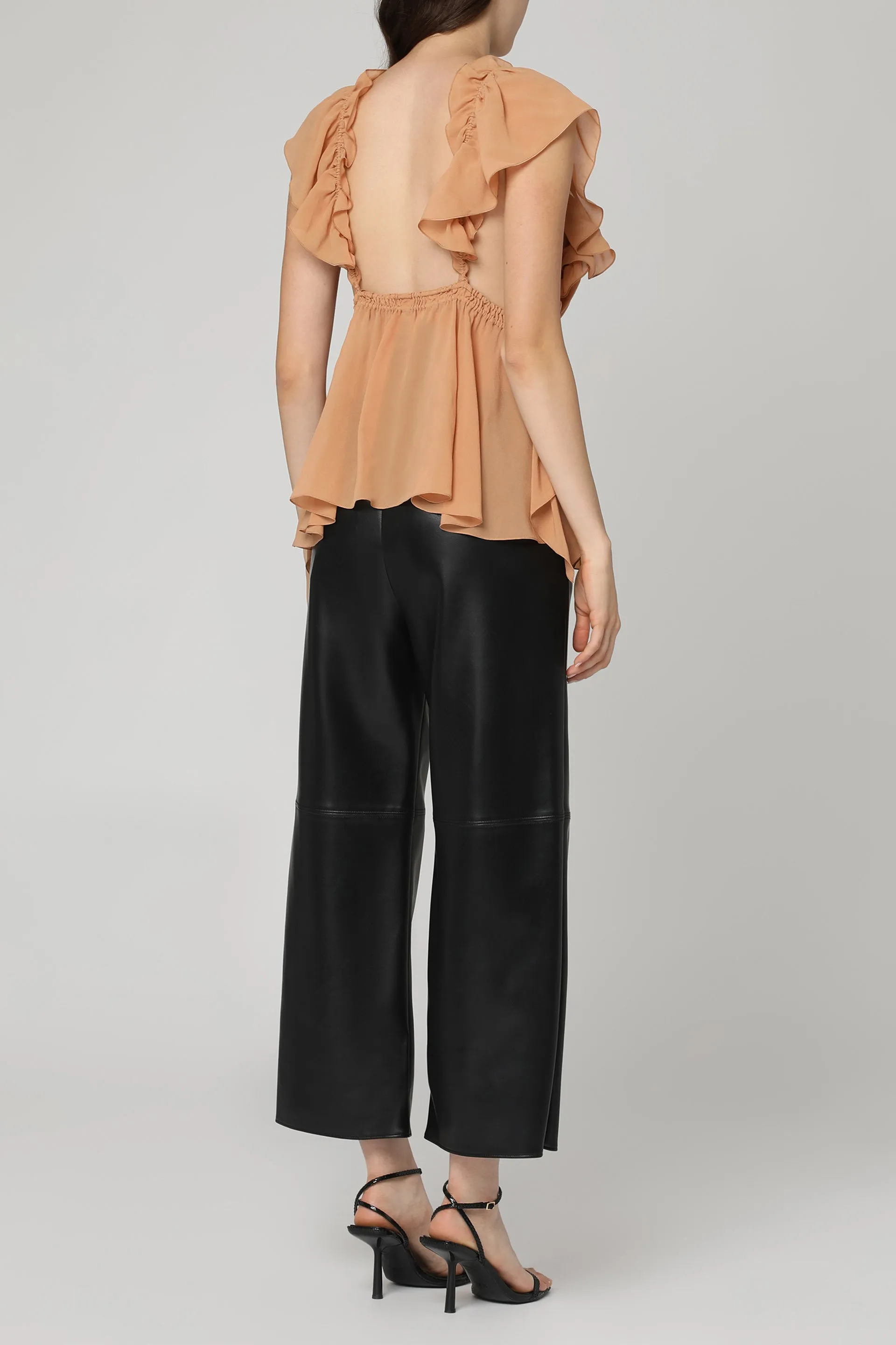 Ruffled silk top