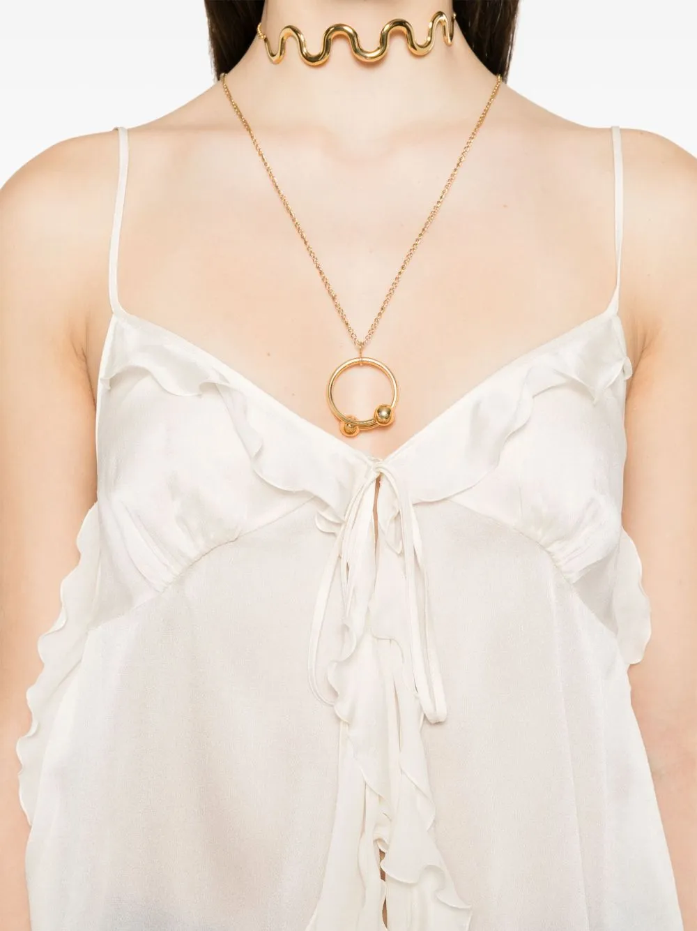 Ruffled silk top