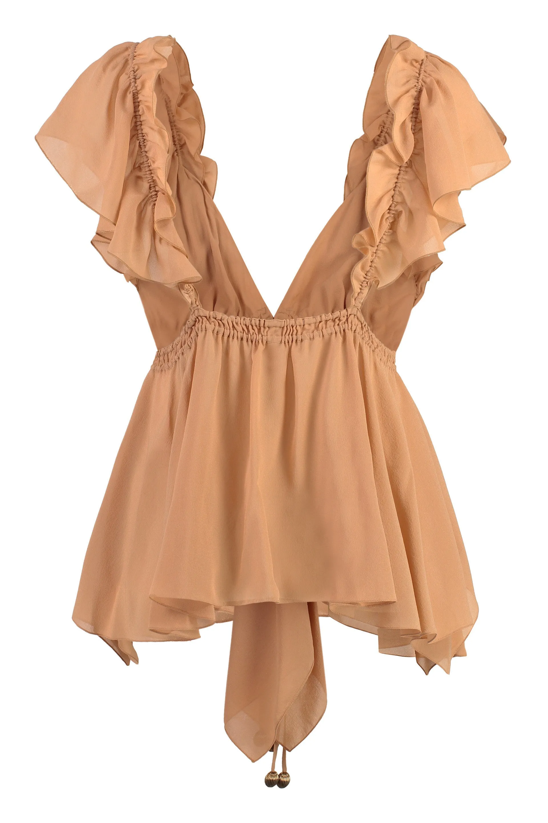 Ruffled silk top