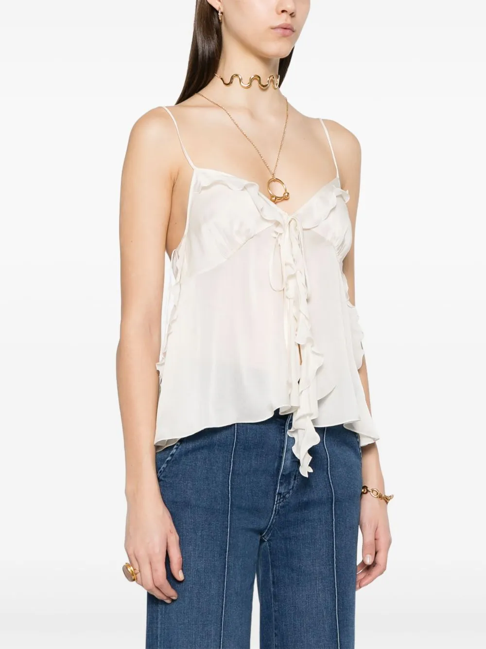 Ruffled silk top