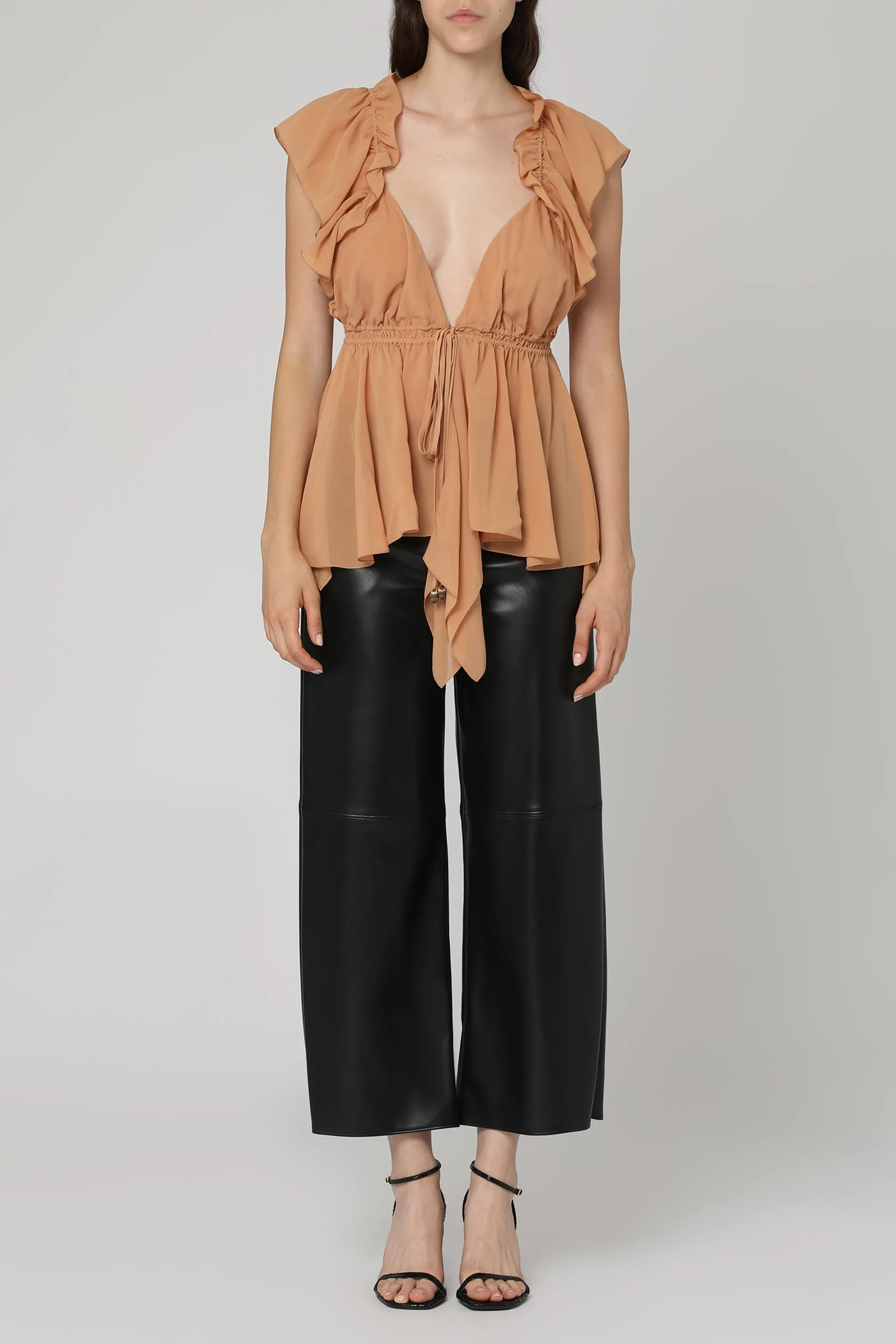 Ruffled silk top