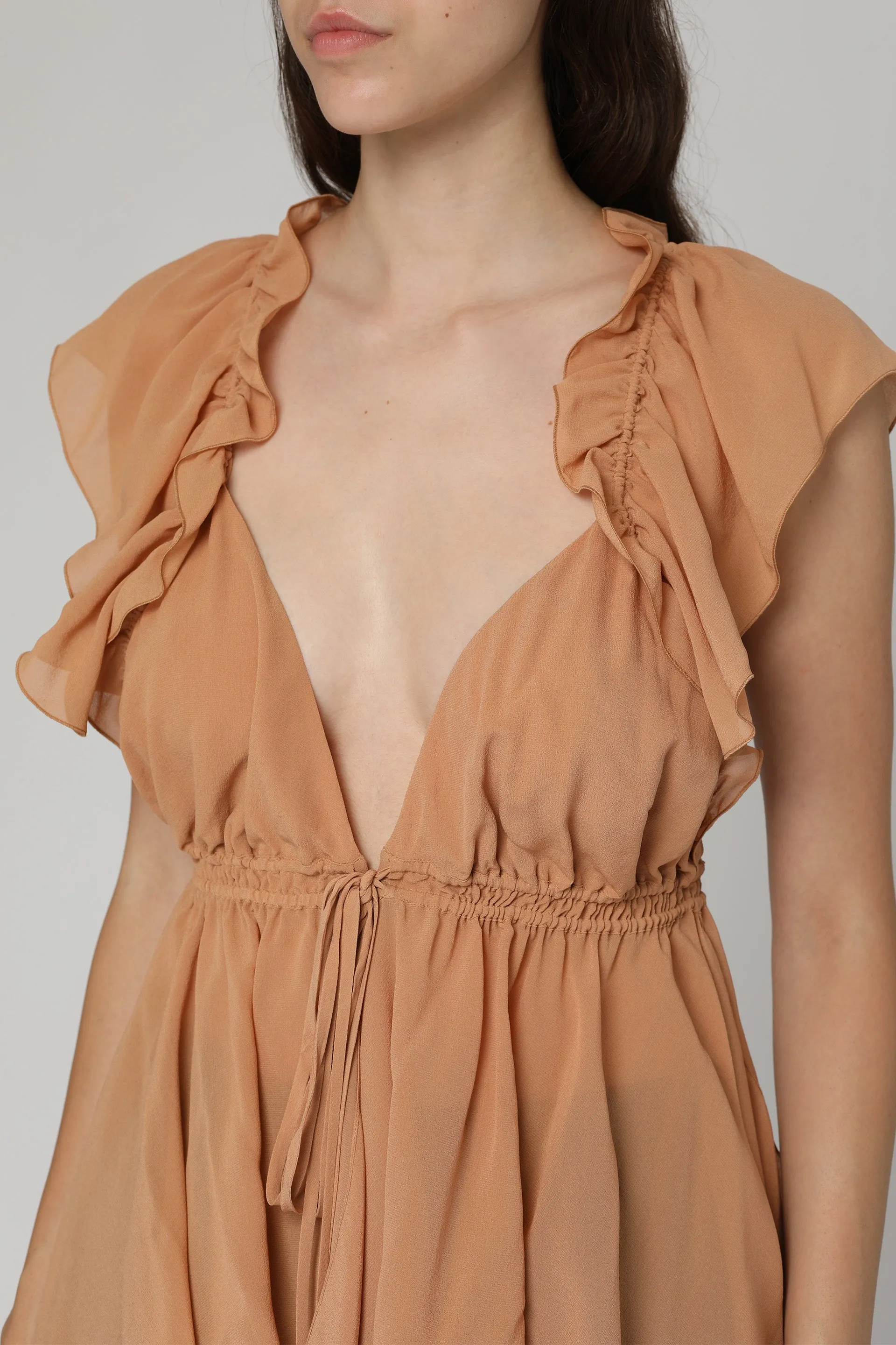 Ruffled silk top
