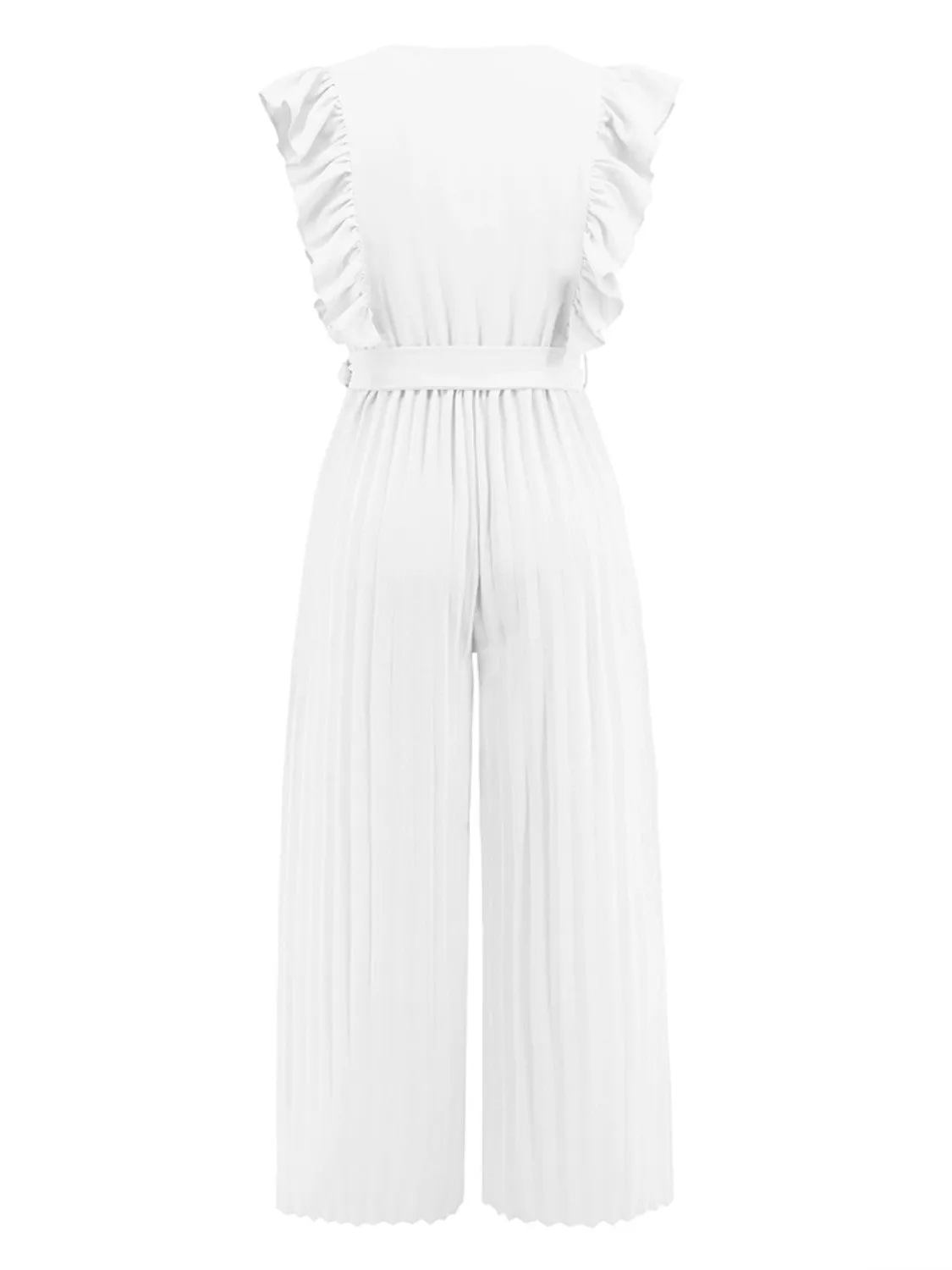 Ruffled Surplice Cap Sleeve Jumpsuit 4 Colors