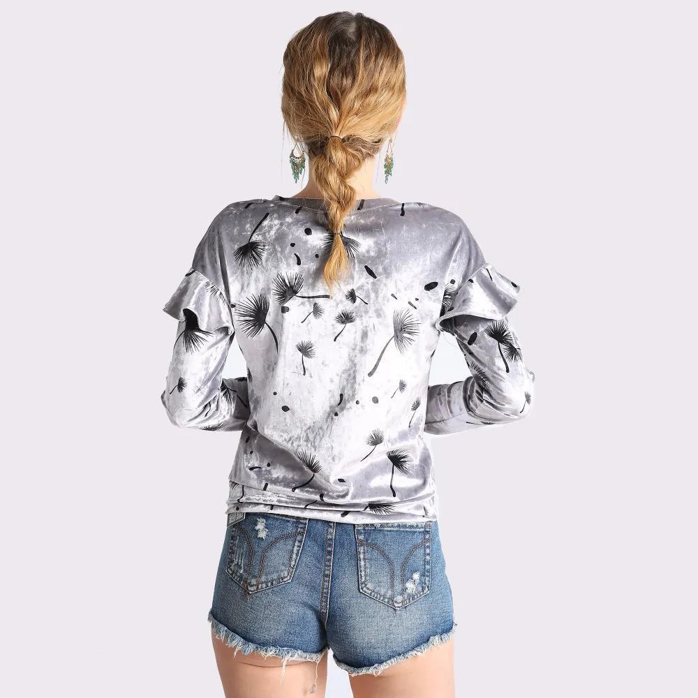 Ruffled Velvet Shirt