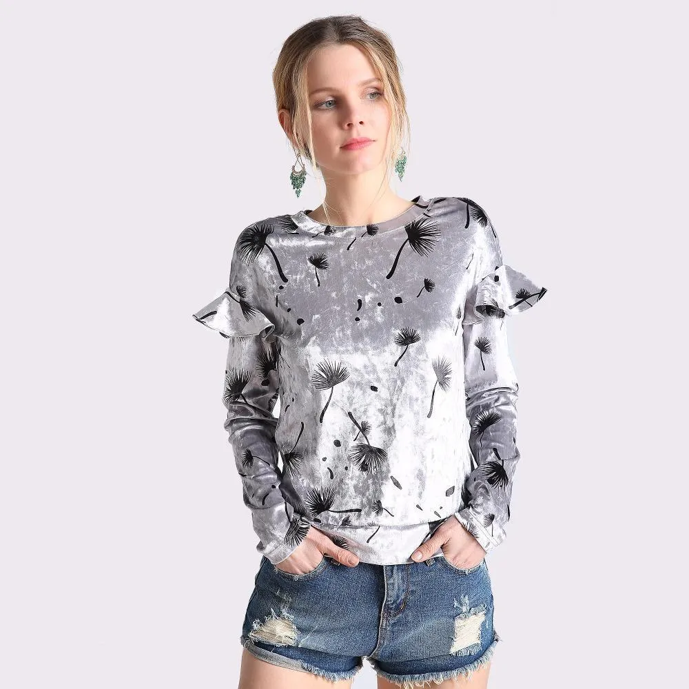 Ruffled Velvet Shirt