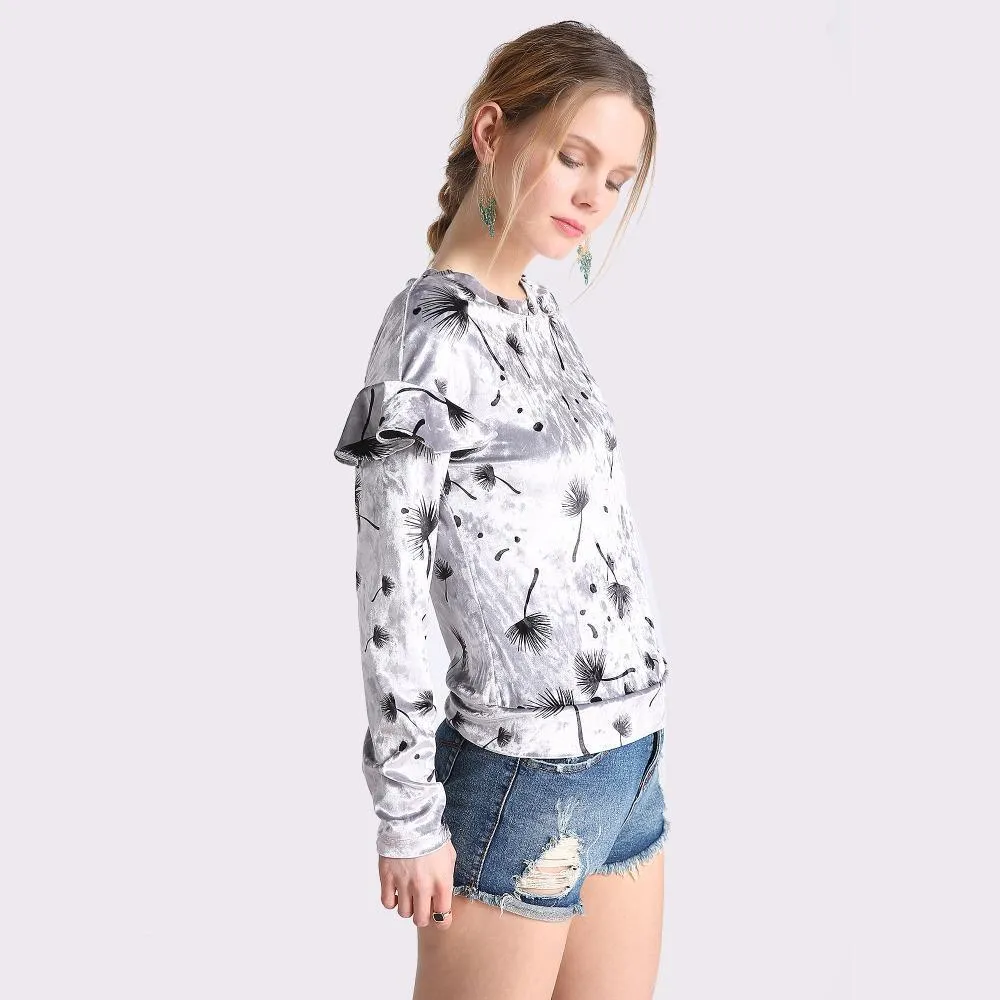 Ruffled Velvet Shirt