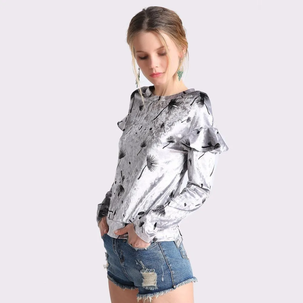 Ruffled Velvet Shirt