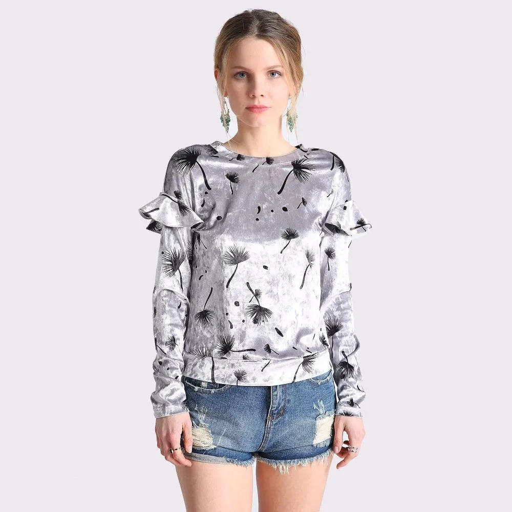 Ruffled Velvet Shirt