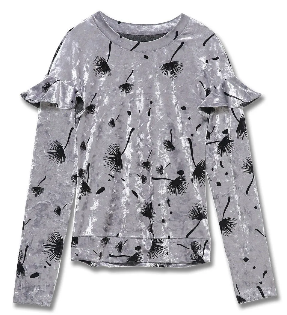 Ruffled Velvet Shirt