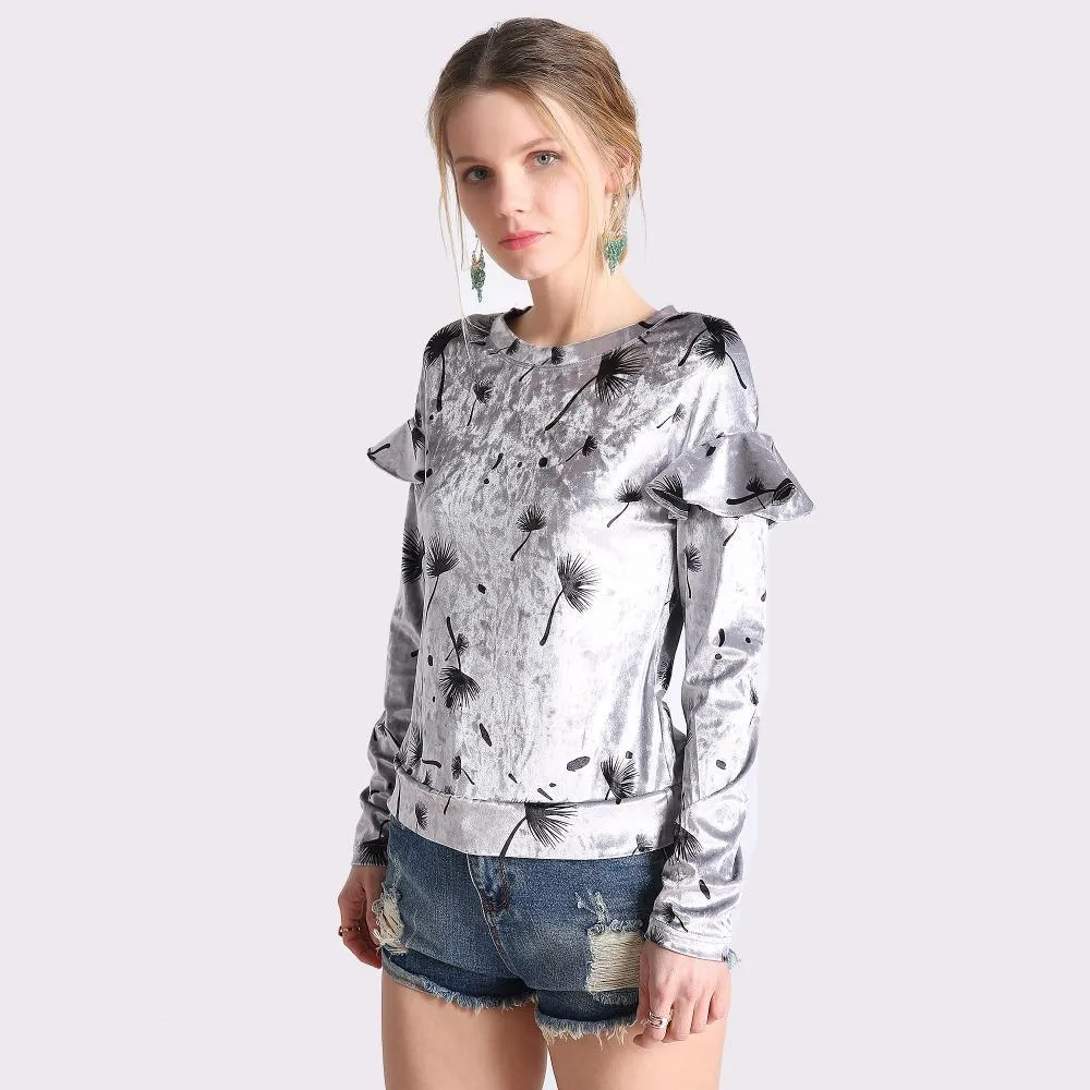 Ruffled Velvet Shirt