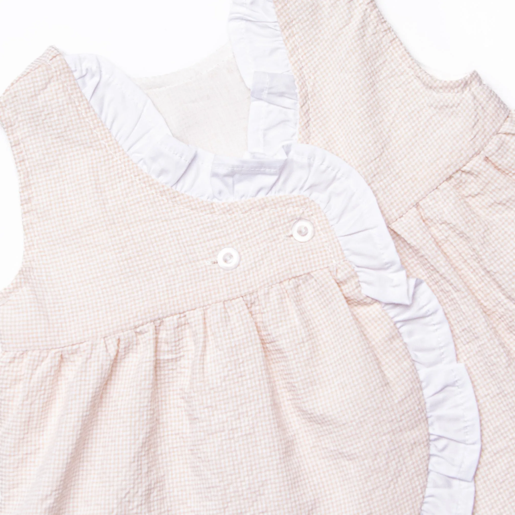 Sadie Seersucker Bloomer Set, Tan