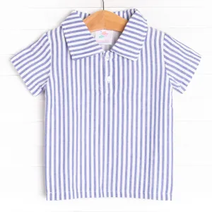 Samuel Seersucker Striped Top, Blue
