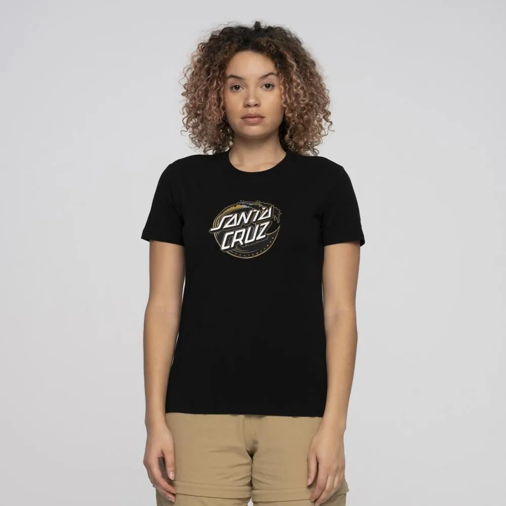 Santa Cruz Womens T-Shirt Holo Wave Dot Front T-Shirt - Black