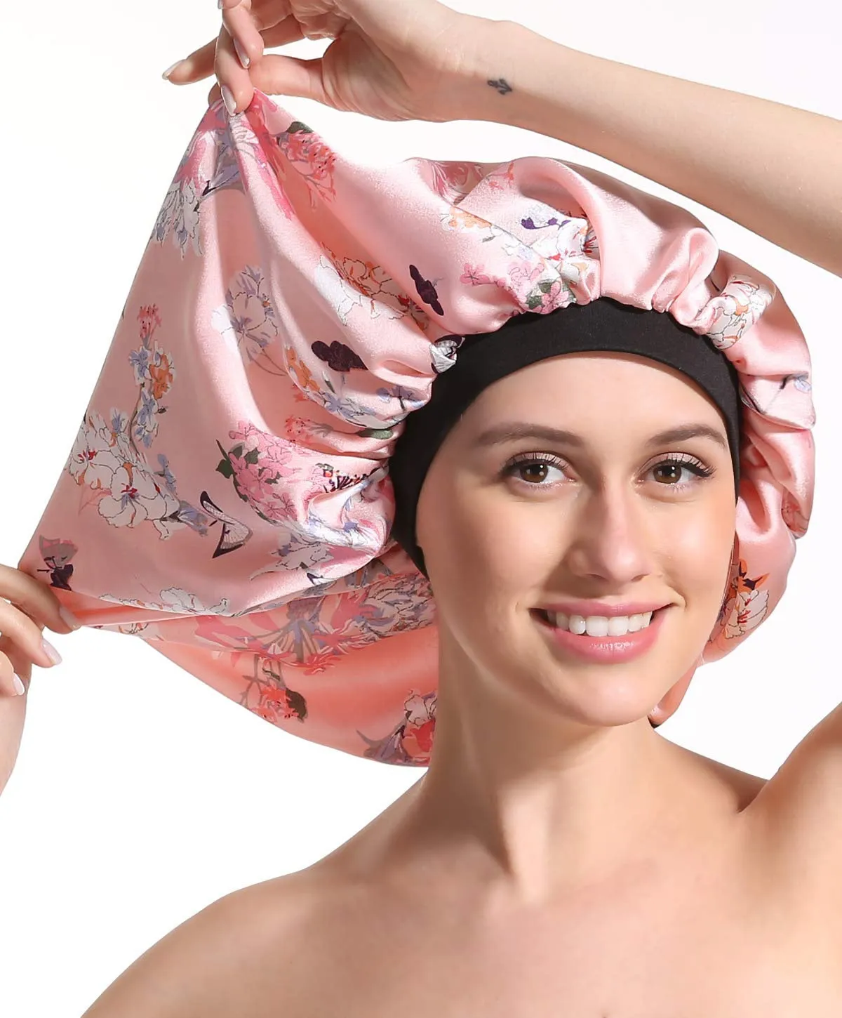Satin Silk Bonnet Sleep Cap - Printing Soft Extra Large Wide Band S Women Night Hat For Long Curly Natural Hair