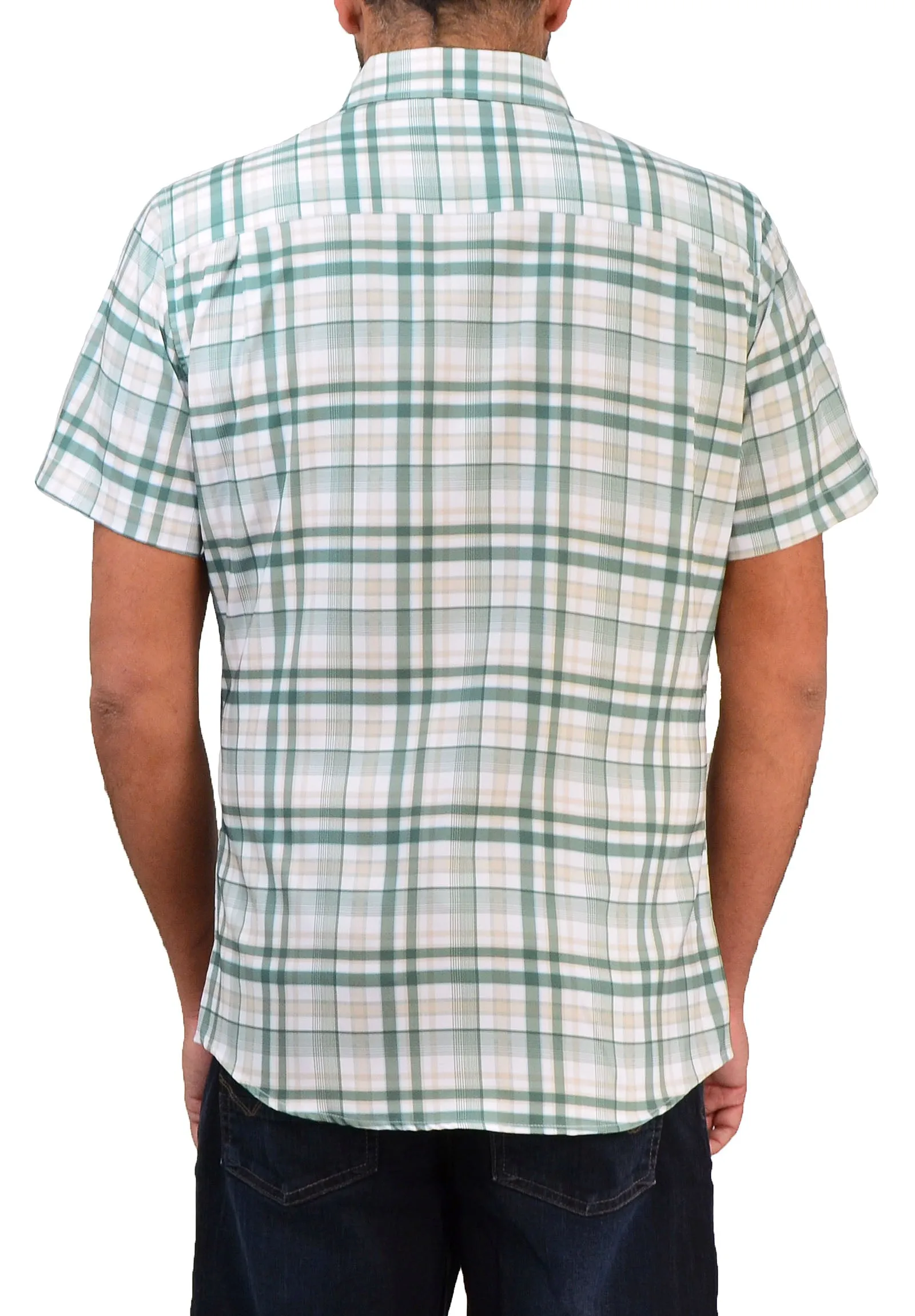 Save the Ocean Recycled green plaid short sleeve shirt
