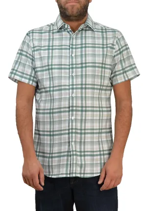 Save the Ocean Recycled green plaid short sleeve shirt