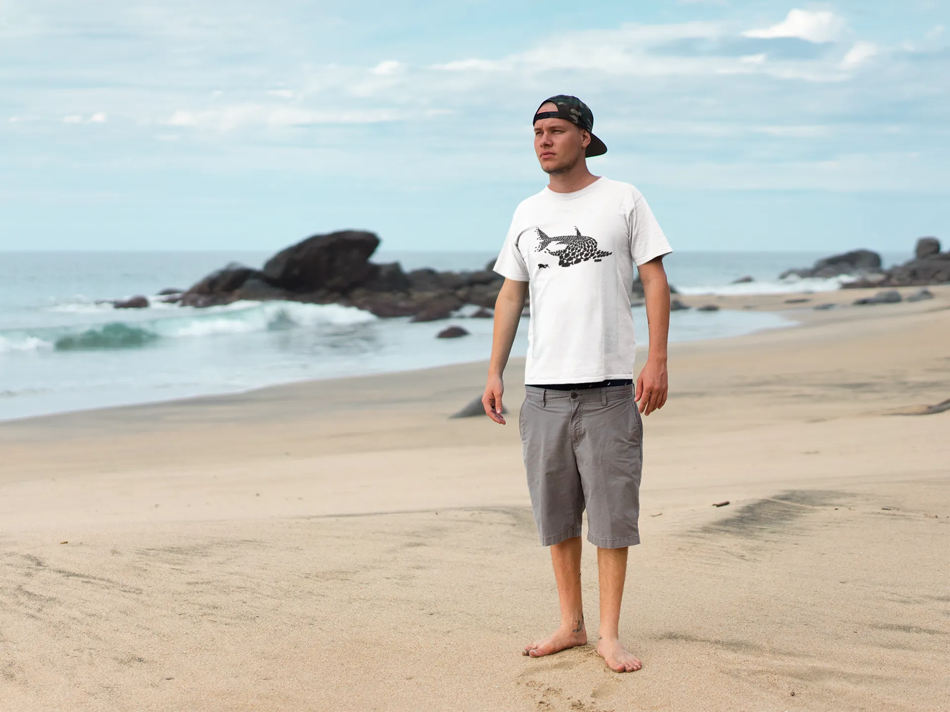 Scuba diving T-Shirt for Men | Shark & Scuba Diver