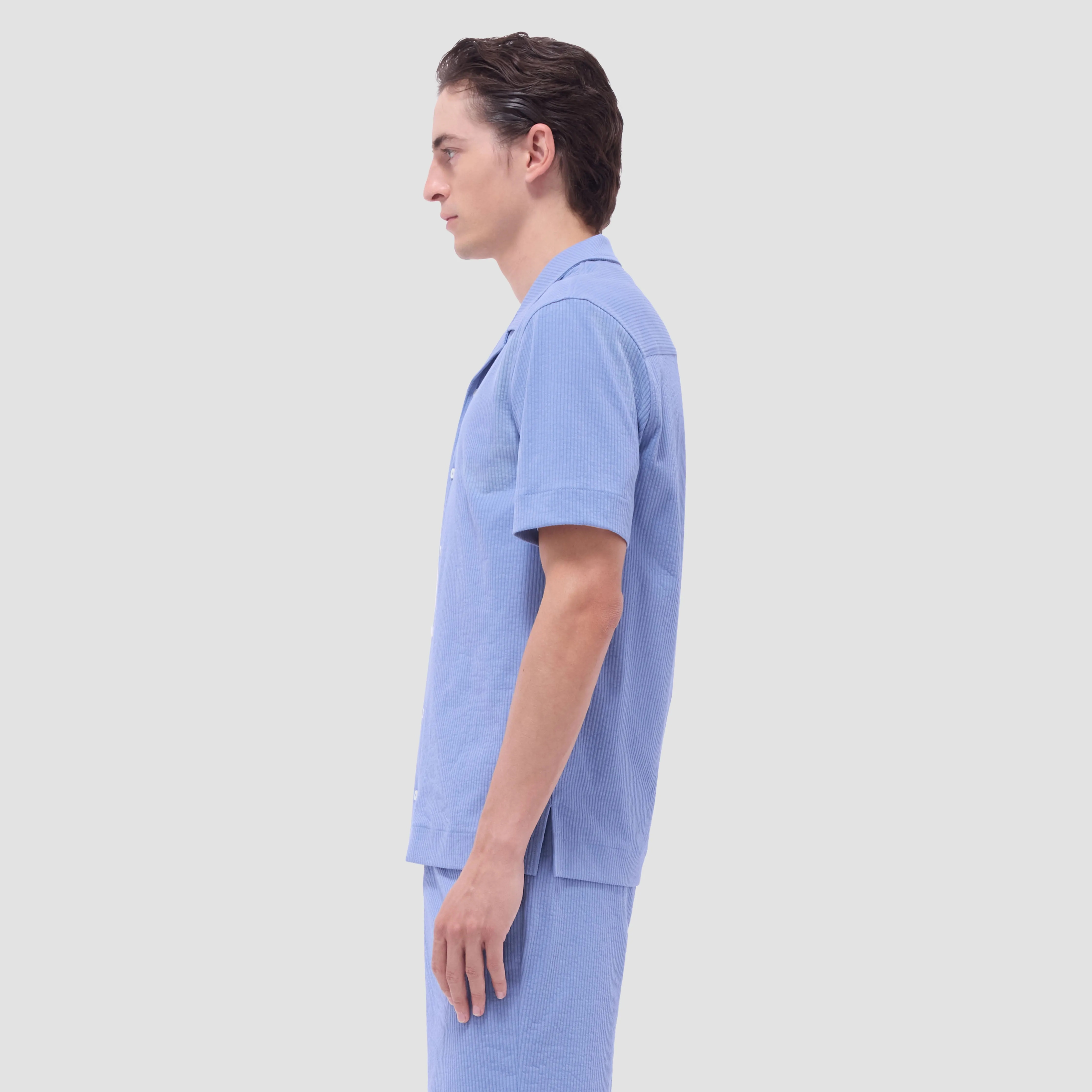 Seersucker Crinkled Camp Shirt