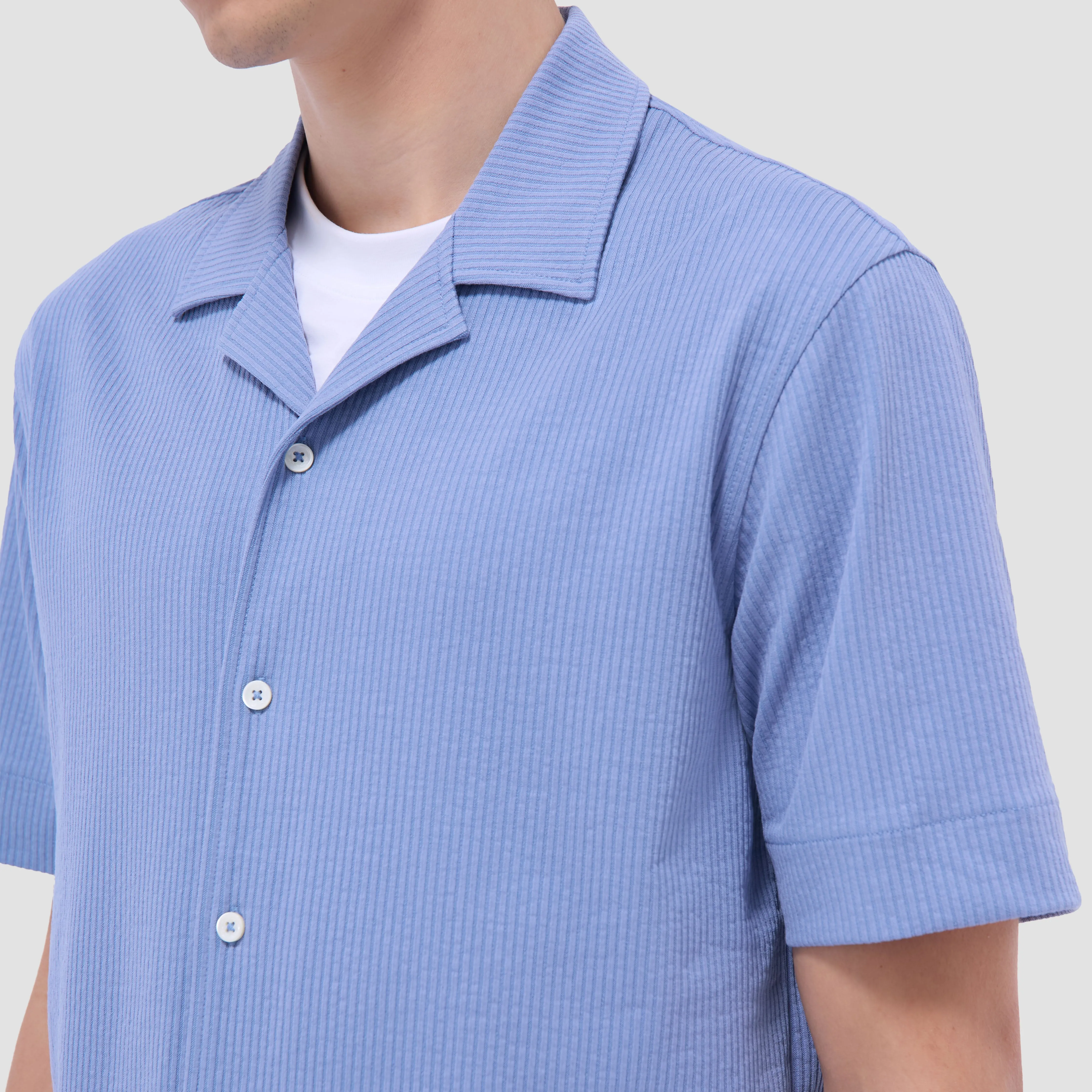 Seersucker Crinkled Camp Shirt