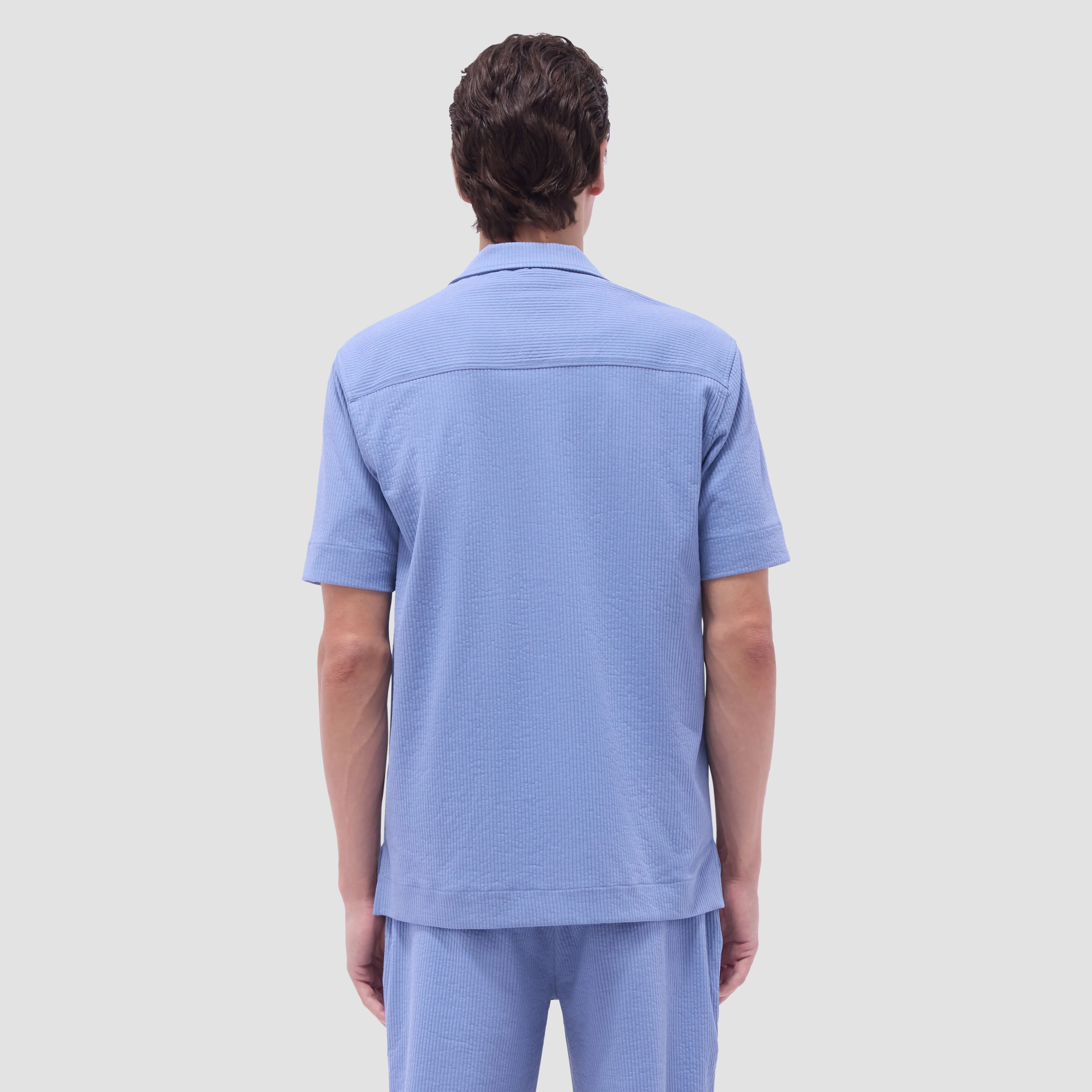 Seersucker Crinkled Camp Shirt
