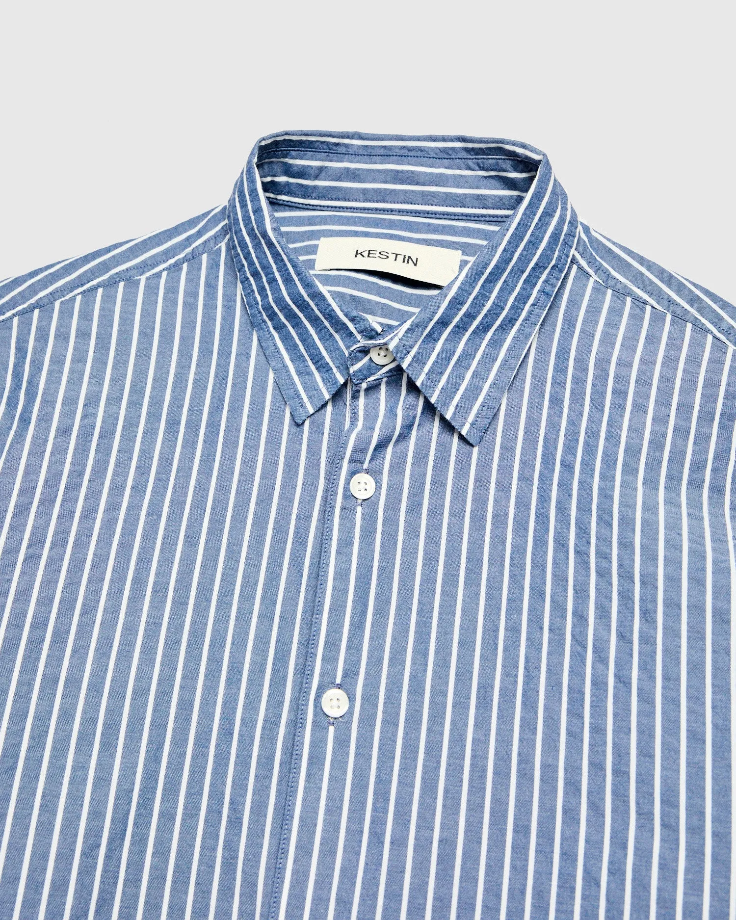 Seersucker Dirleton Shirt in White Blue Stripe